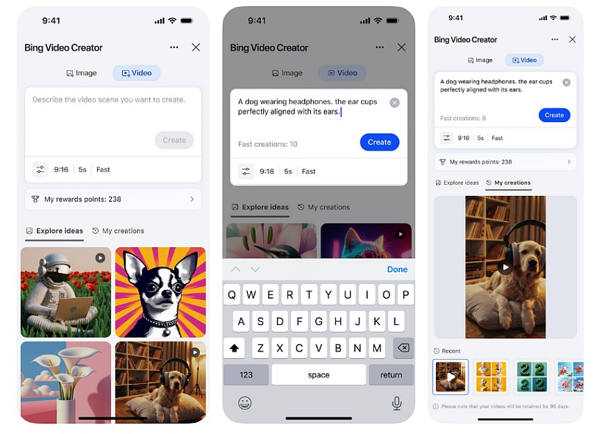 Ingyenes Bing Video Creator -  Bing mobilalkalmazás